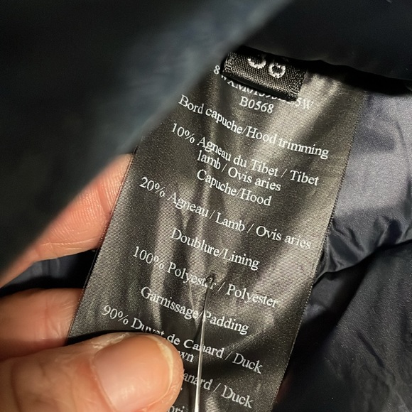 Intermix denim/puffer insert coat with alpaca hood trim - Picture 3 of 12